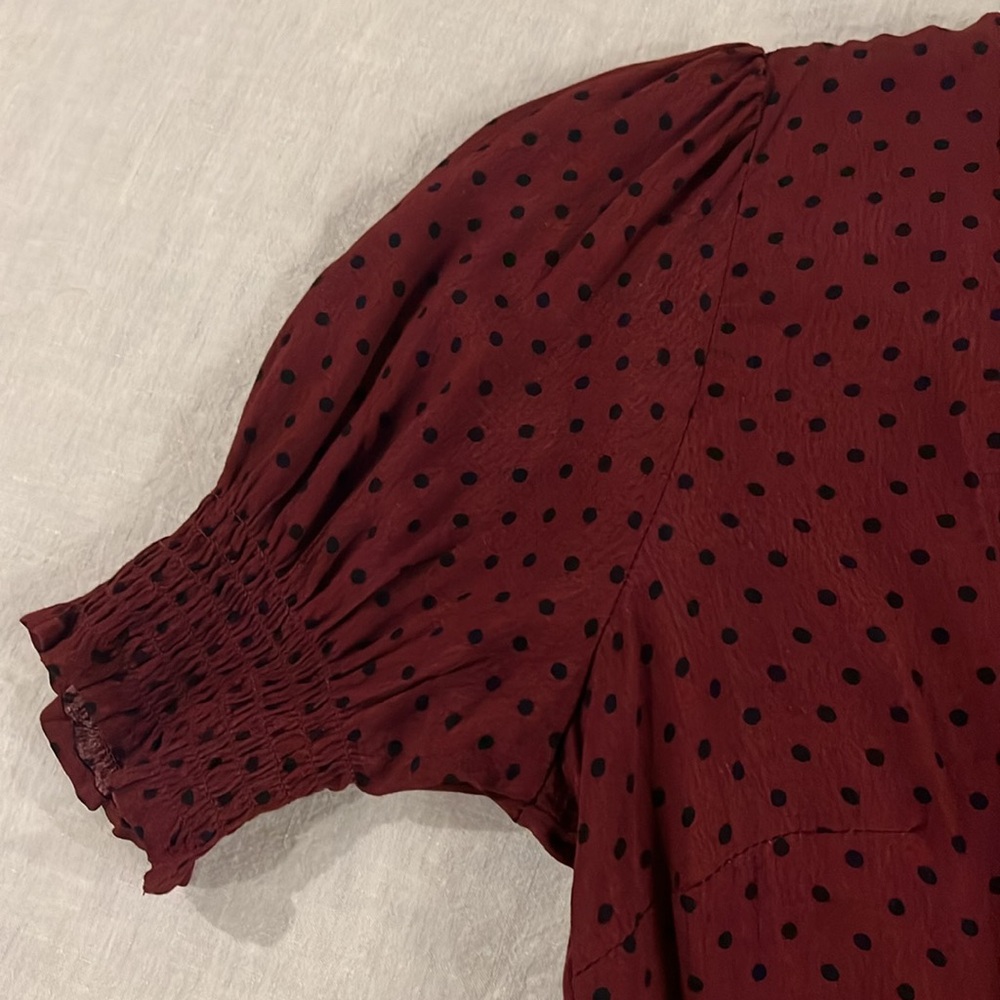 NWT Francesca’s Small Red polka dot wrap mini dress - Picture 3 of 5